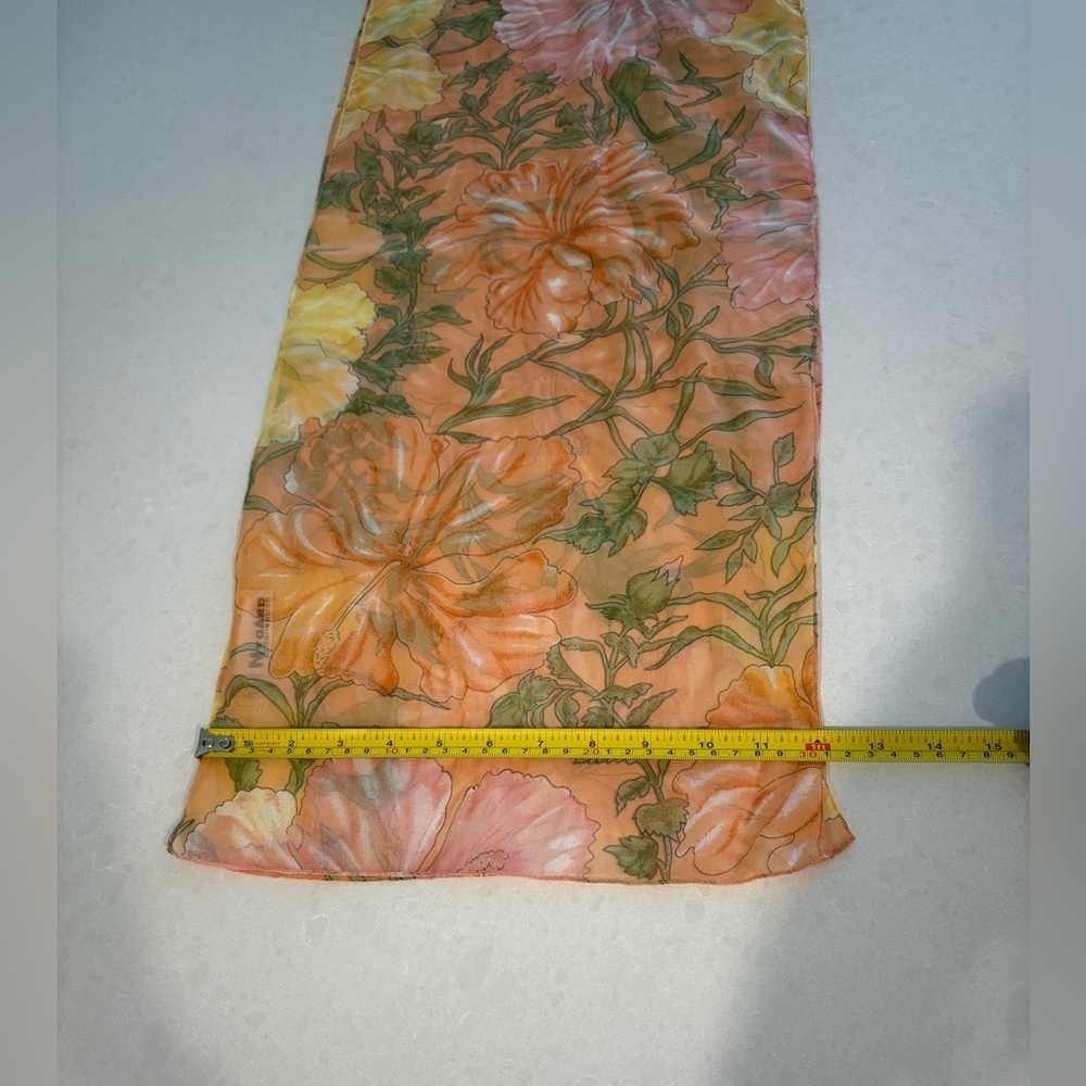 Nygard Collection Vintage-Style Floral Scarf - Peach, Yellow & Green - Picture 9 of 10